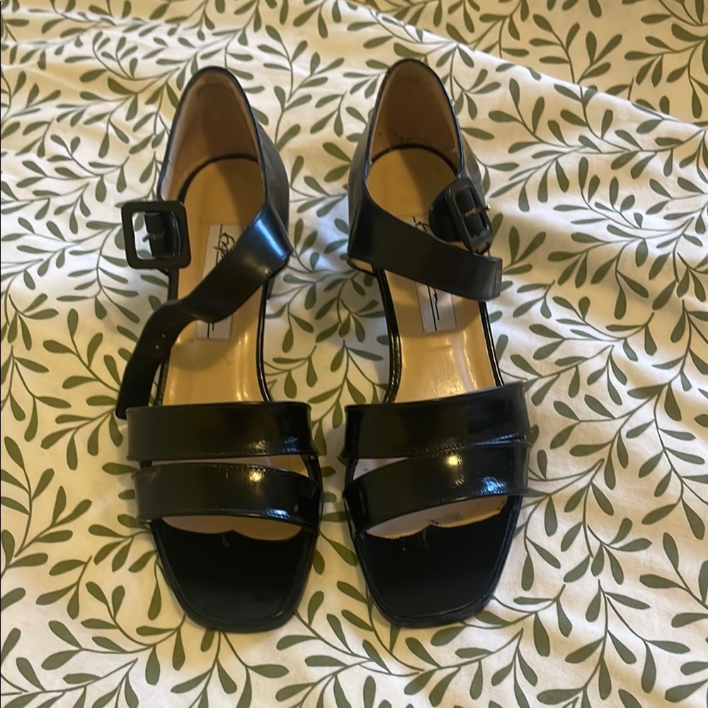 Real Leather Sole - Expression Black Block Heel Sandals – Made in Spain, Size 8